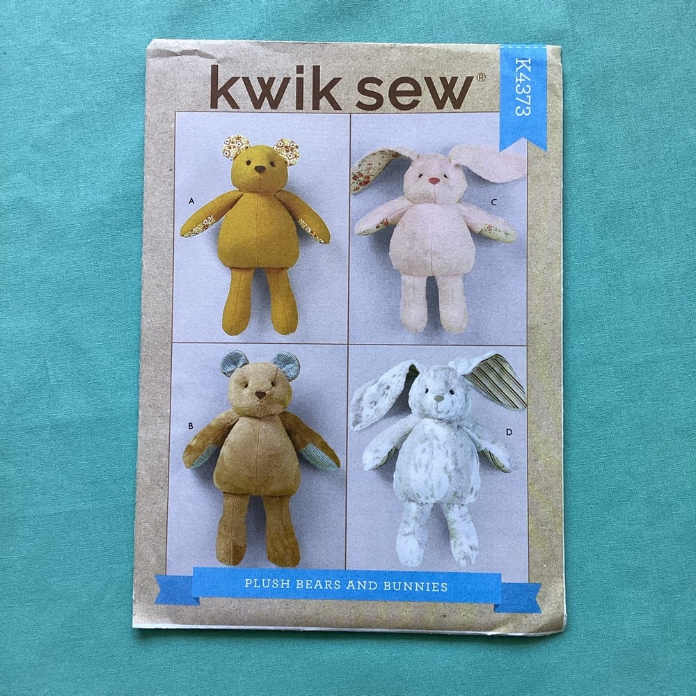 Kwik Sew K4373 Plush Bears and Bunnies Animal Sewing Pattern